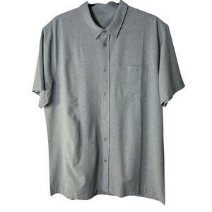 Vuori Men’s Bridge Button Down Shirt XL Performance Short Sleeve Blue/Gray